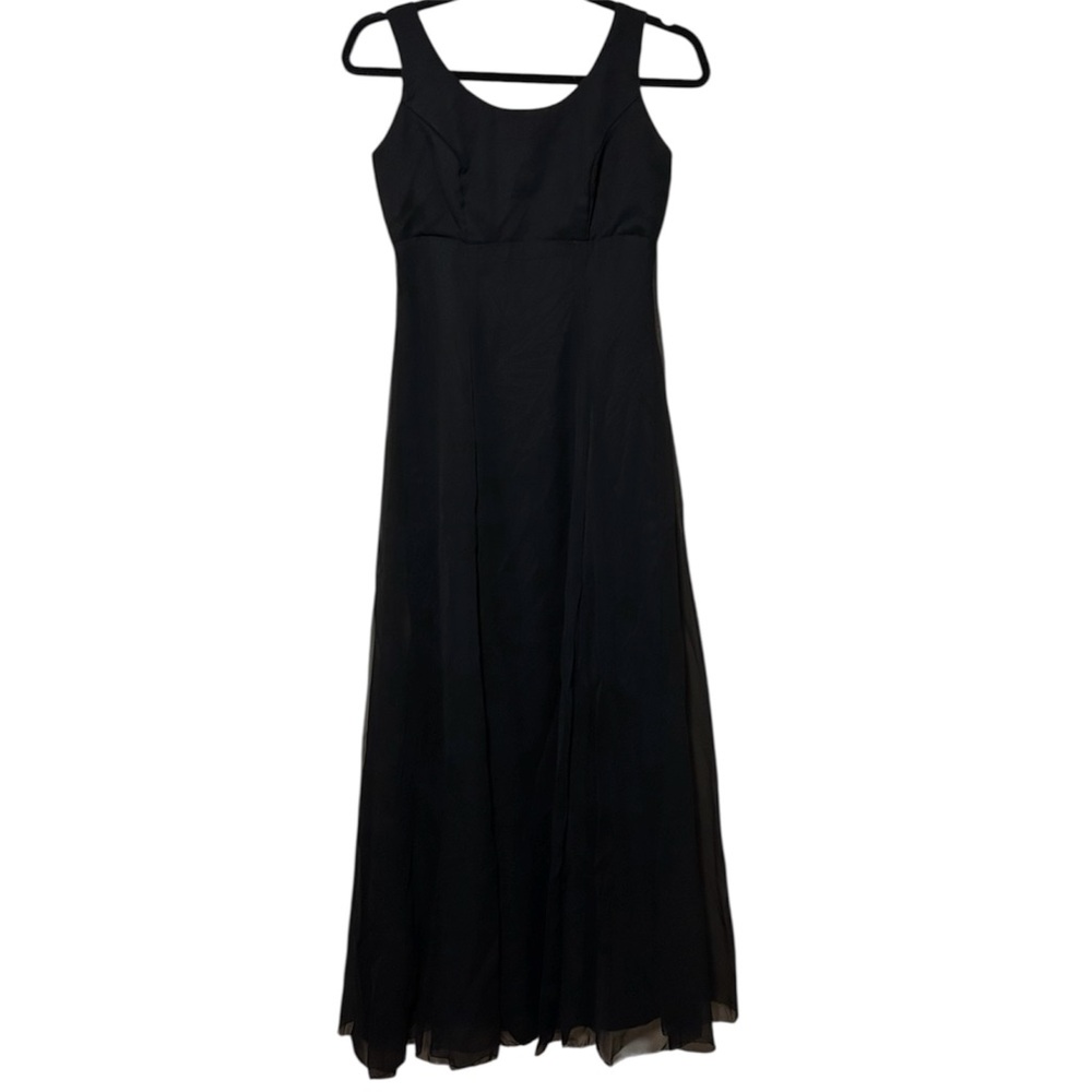 Women’s Vintage Formal Black Chiffon Empire Waist Maxi Dress 90s Y2K